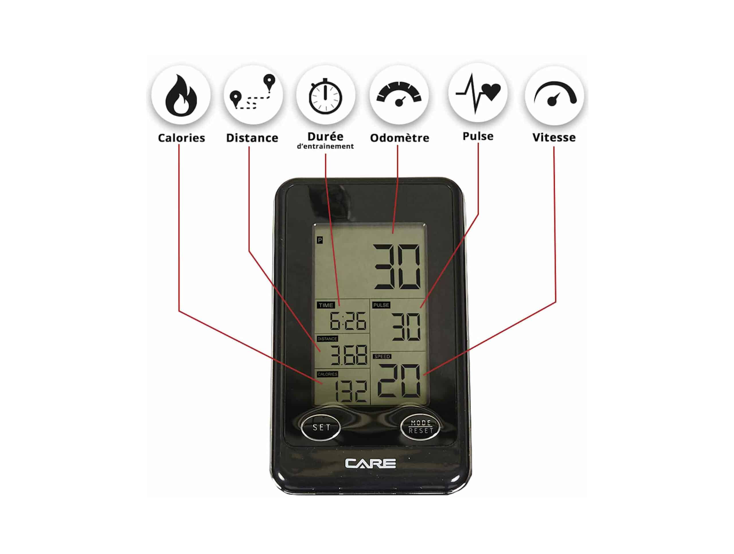 Indicateur de compteur électronique pour vélo, vélo de spinning, vélo  d'exercice, mesure de la fréquence cardiaque, compteur de calories de  vitesse
