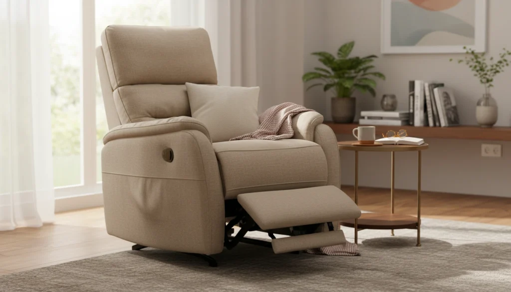 Fauteuil releveur relax beige dans un salon moderne au Maroc