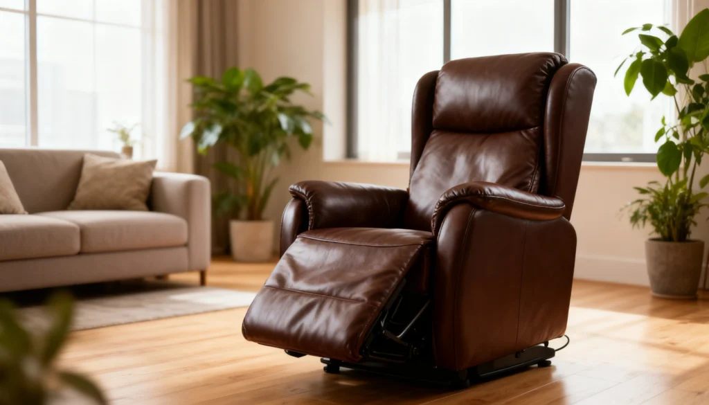 Fauteuil releveur électrique en cuir marron pour personnes âgées au Maroc