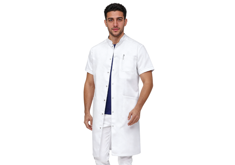 Blouse homme col officier manche courte