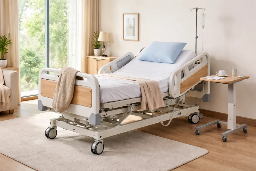 Lit médicalisé électrique maintien à domicile Lit médicalisé électrique avec barrières utilisé pour maintien à domicile au Maroc