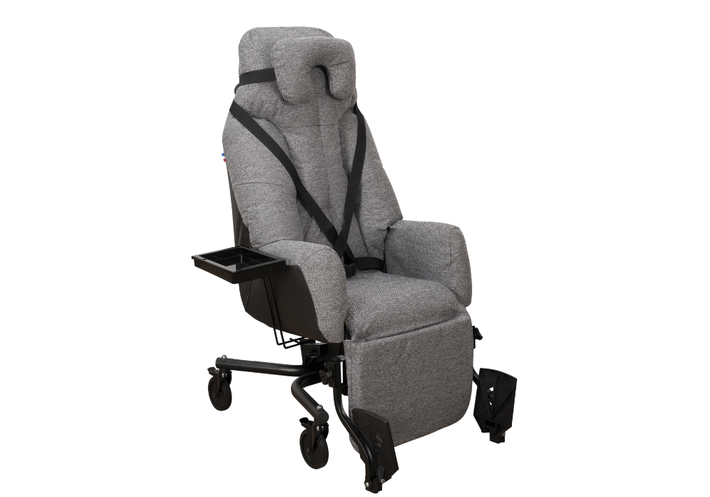 Fauteuil coquille essentiel manuel avec tablette gris