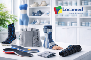 Orthopédie Maroc : matériel orthopédique en magasin Locamed avec semelles, attelles et ceintures lombaires pour maintien à domicile