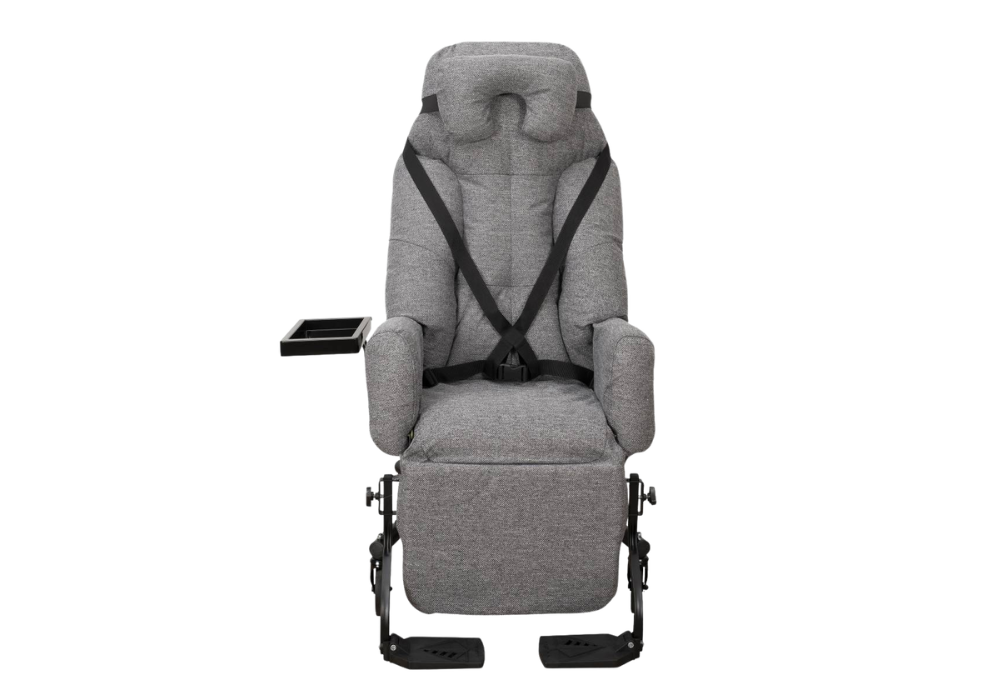 Fauteuil coquille essentiel manuel avec tablette gris